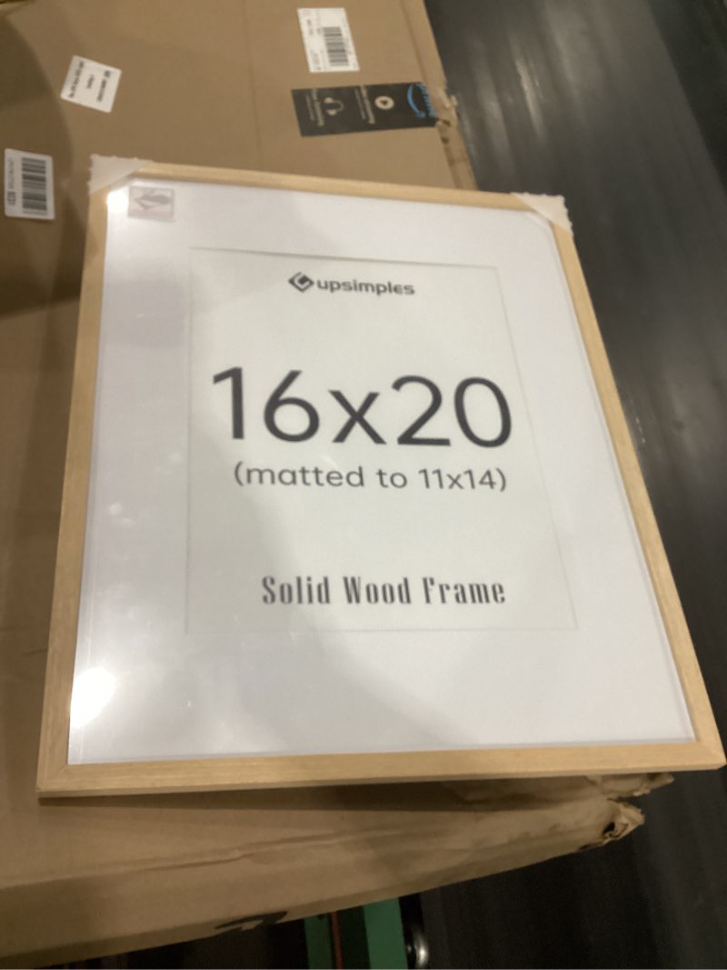 Condition photo showing Good Condition for upsimples 16x20 frames, natural solid wooden picture frames, display 11x14 with mat or 16 x 20 without, vertical or horizontal wall hanging, 1 pack, natural natural 16x20