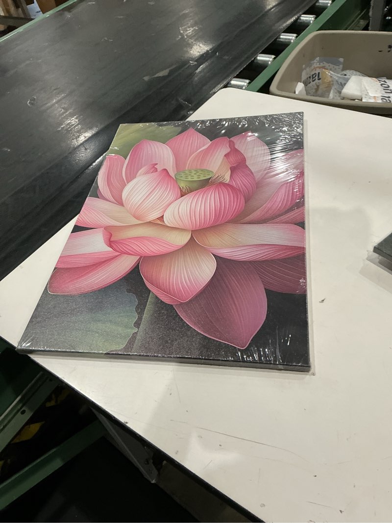 Condition photo showing New/Like New for oaapiti zen canvas wall art pink lotus picture print water lily bloom art painting poster meditation spiritual room decor artwork frame(artwork-1,16"x24") artwork-1 24"l x 16"w