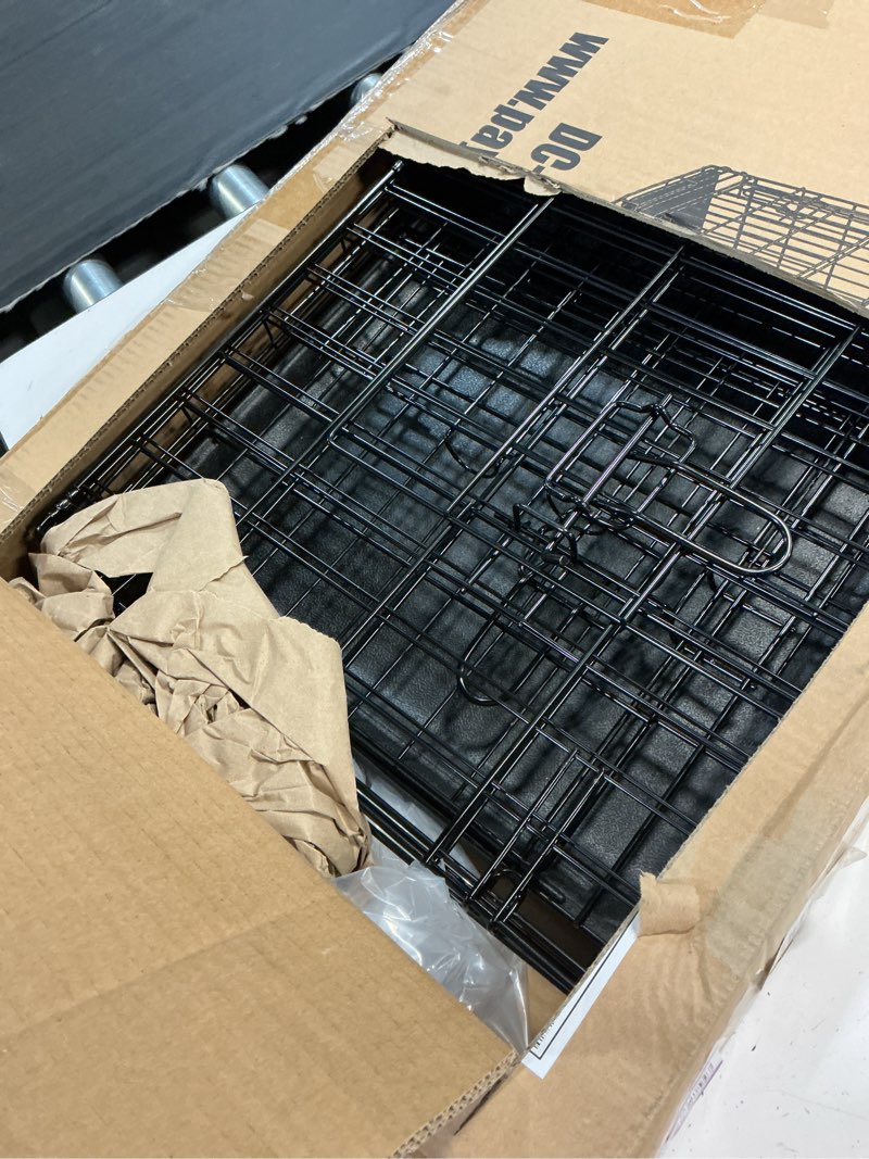 Condition photo showing Good Condition for fdw 24-inch dog crate for small dogs, double door folding metal wire pet kennel with divider panel & leak-proof plastic tray, black black 24 inch double door