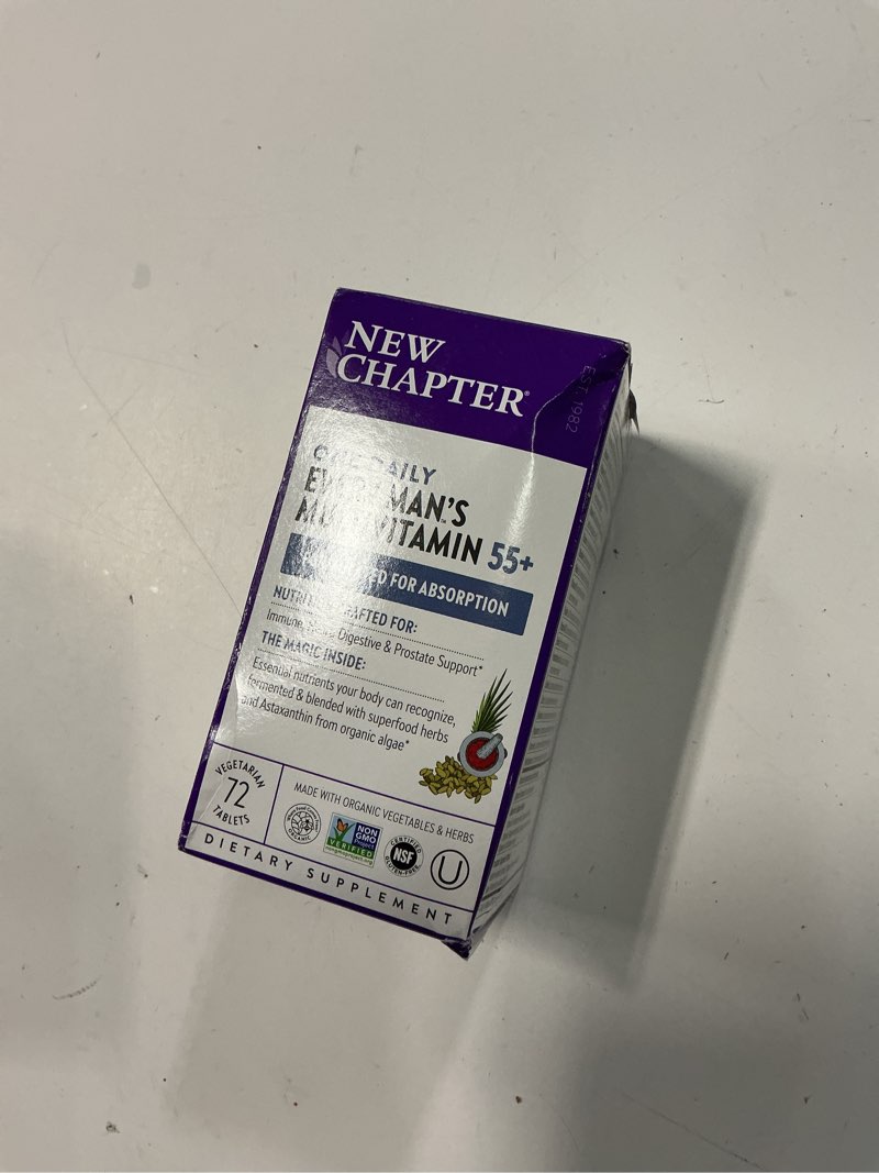 Condition photo showing New/Like New for Exp 9/26 New Chapter Men's Multivitamin 55+ for Immune, Stress, Heart + Energy Support with Fermented Nutrients - Every Man's One Daily, Made with Organic Vegetables & Herbs, Non-GMO, Gluten Free - 72 ct