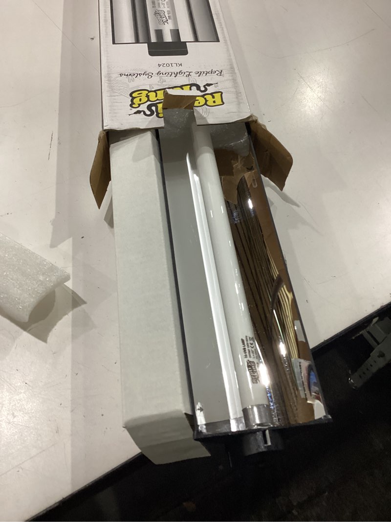 Condition photo showing As Is for ReptiKing Upgraded T5 UVB Reptile Light, 10.0 UVB 24W German Made Fluorescent Lamp and Fixture Kit, for Desert-Dwelling Reptiles, Bearded Dragon UVB Lamp Bulb 24W Reptile T5 UVB Light Kit