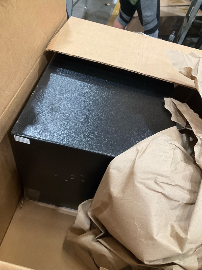 Condition photo showing Good Condition for Amazon Basics Steel Security Safe and Lock Box with Electronic Keypad, for Cash, Jewelry, Documents, Black, 0.5 Cubic Feet, 13.8" W x 9.8" D x 9.8" H