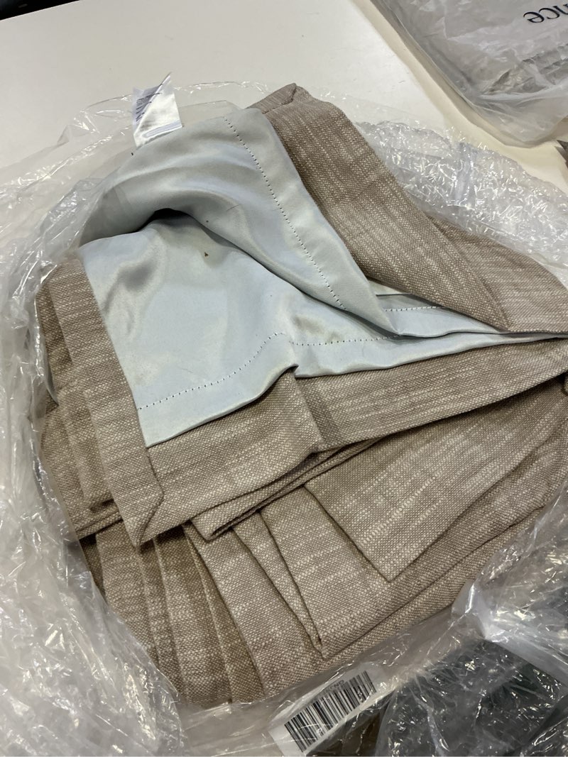 Condition photo showing As Is for textured cotton curtain oatmeal size 48in x 96in