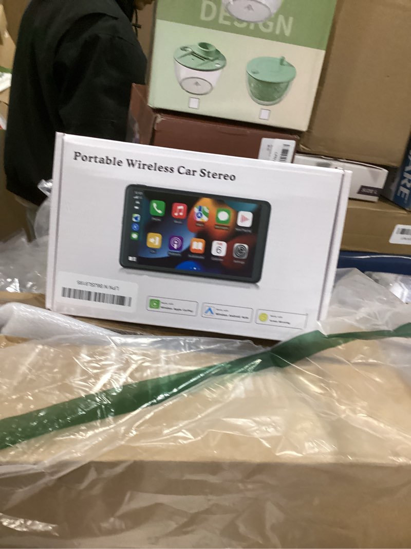 Condition photo showing As Is for Hieha Car Play,Wireless Portable with Apple CarPlay and Android Auto Screen for Car,7\" HD Touch Screen Car Stereo with Mirror Link,Backup Camera,Bluetooth5.2,GPS Navigation,AUX,FM for All Vehicles