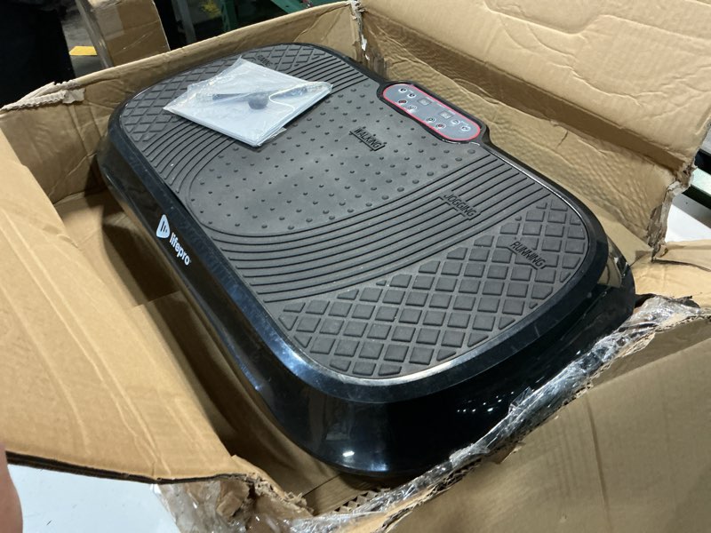 Condition photo showing As Is for lifepro waver vibration plate exercise machine – high-intensity vibration plate for lymphatic drainage – full-body workout vibrating platform with loop bands – fitness equipment for strength & toning black