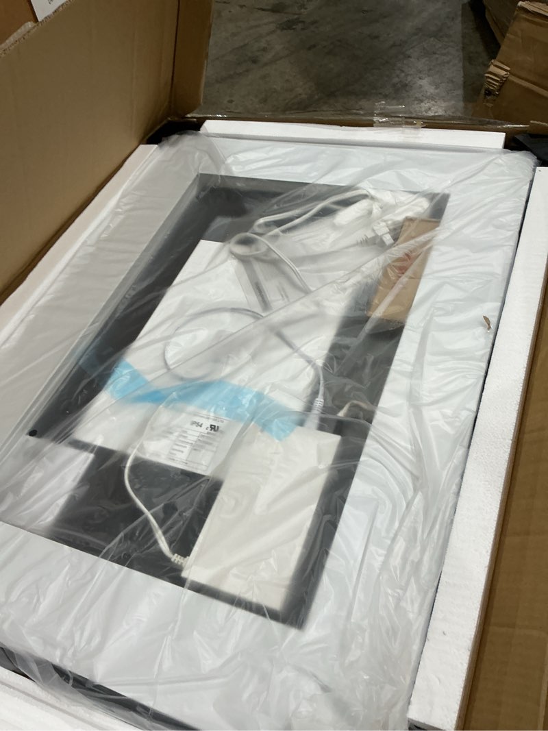 Condition photo showing Good Condition for amorho 24"x 32" led bathroom mirror with black frame, front light and backlit, stepless dimmable, anti-fog, shatter-proof, memory, 3 colors, double led vanity mirror 32"l x 24"w black frame