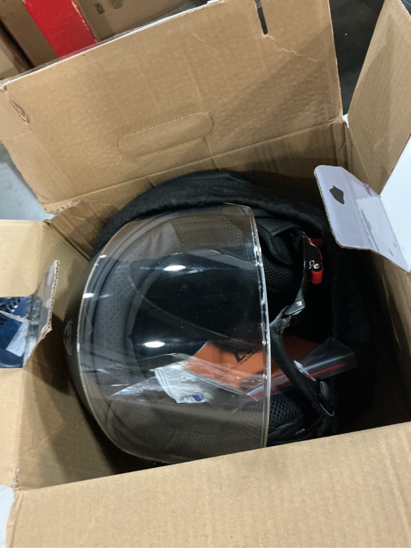 Condition photo showing Good Condition for triangle open face motorcycle helmet retro 3/4 helmets with clear visor for men women dot approved large matte black