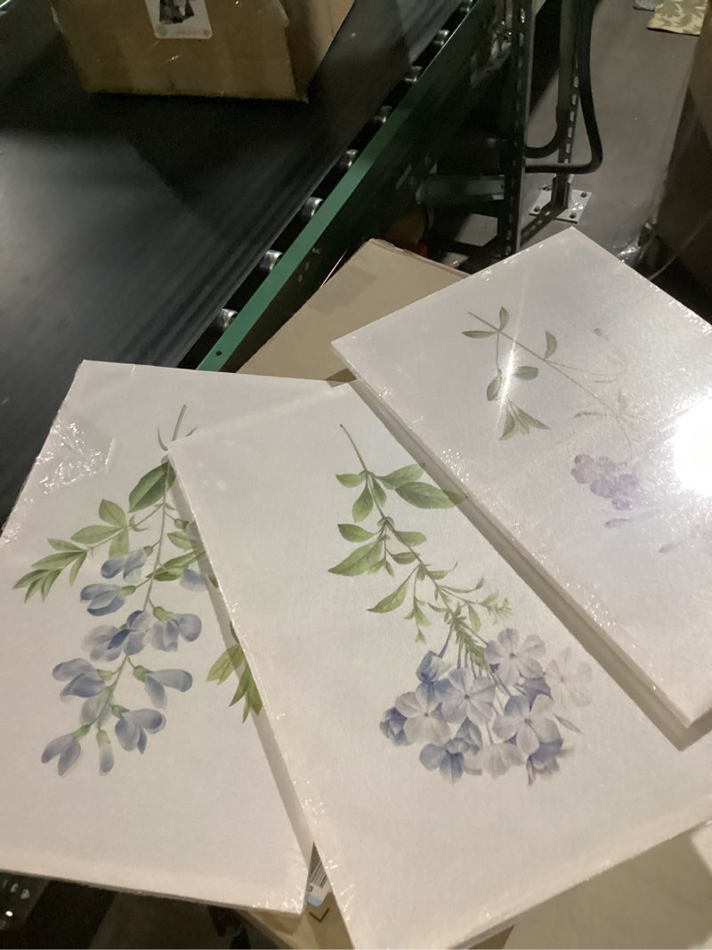 Condition photo showing New/Like New for KVBJZYZ Vintage Blue Botanical Floral Wall Art Prints Set of 3 Rustic Farmhouse Flower Canvas Wall D