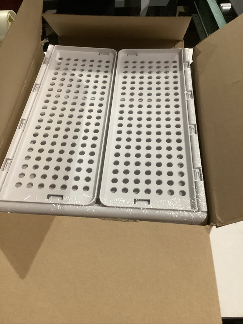 Condition photo showing New/Like New for 4 Pack Stackable Closet Storage Basket - Stackable Storage Bins, Multifunctional & Foldable Closet Organizer Divided, Wardrobe Cupboard Space-Saving Clothes Storage Hat Organizer, White