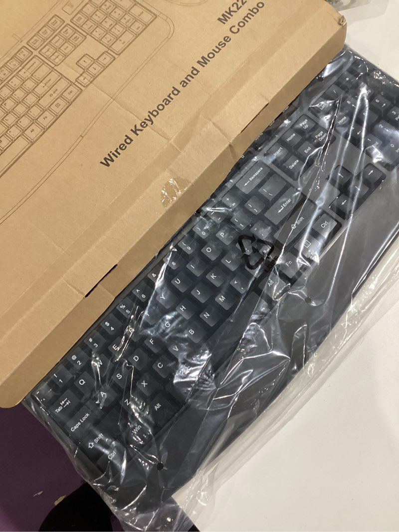 Condition photo showing Good Condition for wired keyboard and mouse combo, edjo full-sized ergonomic computer keyboard with palm rest and optical wired mouse for windows, mac os desktop/laptop/pc black