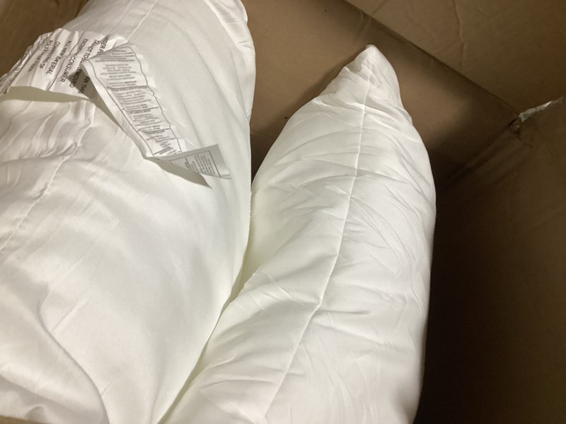 Condition photo showing As Is for Utopia Bedding Throw Pillows Insert (Pack of 2, White) - 20 x 20 Inches Bed and Couch Pillows - Indoor Decorative Pillow White 20x20 Inch