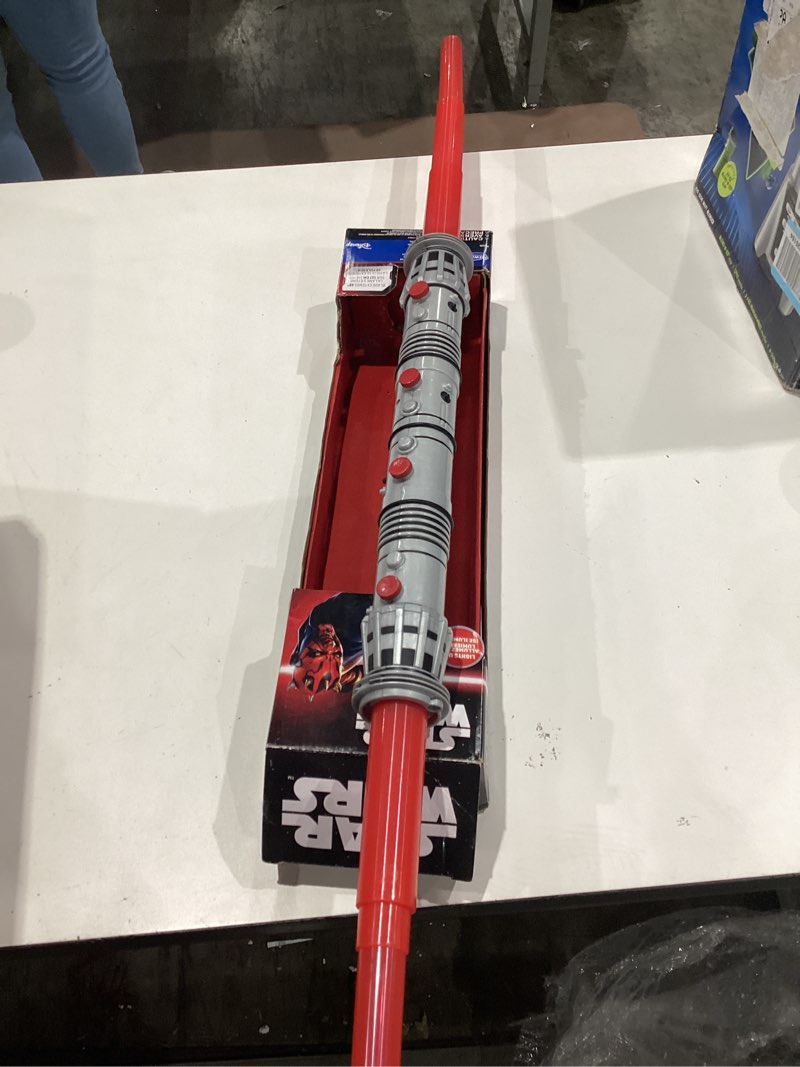 Condition photo showing New/Like New for star wars darth maul official halloween costume accessory - light-up retractable plastic double saber