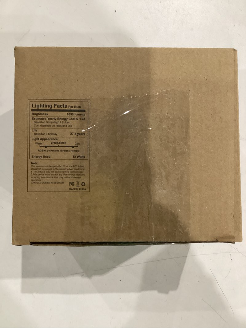 Condition photo showing As Is for unilamp br30 color changing light bulb, led flood lights 12w, 100w equivalent, rgb+2700k+4000k+6500k, remote control, 1050lm, dimmable e26 base, multi-color can light bulbs for ceiling, 4 pack