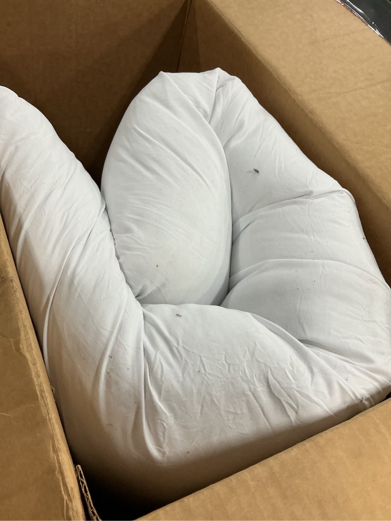 Condition photo showing As Is for downcool large body pillow insert- breathable full body pillow for side sleeper - soft long bed pillow for adults - 20 x 54 inch white insert only