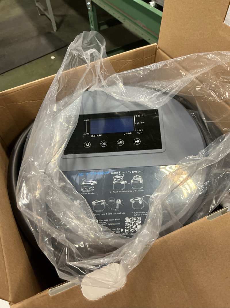 Condition photo showing As Is for Cold Therapy Machine with Programmable Timer, Ice-Machine-for-Knee-After-Surgery, Knee Replacement Recovery Equipment, Cryotherapy Pain Relief w/Compression Pad for Shoulder, Ankle (Dark Grey)
