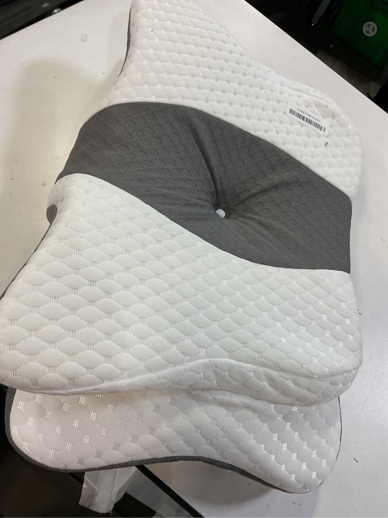 Condition photo showing As Is for Memory Foam Pillows, Cervical Pillow for Neck and Shoulder Pain Relief, Ergonomic Contour Bed Pillow, Soft for Side Sleep Stomach Sleeping and Back Sleeper Queen Size-24.8''Lx14.96''Wx5.78''H Grey