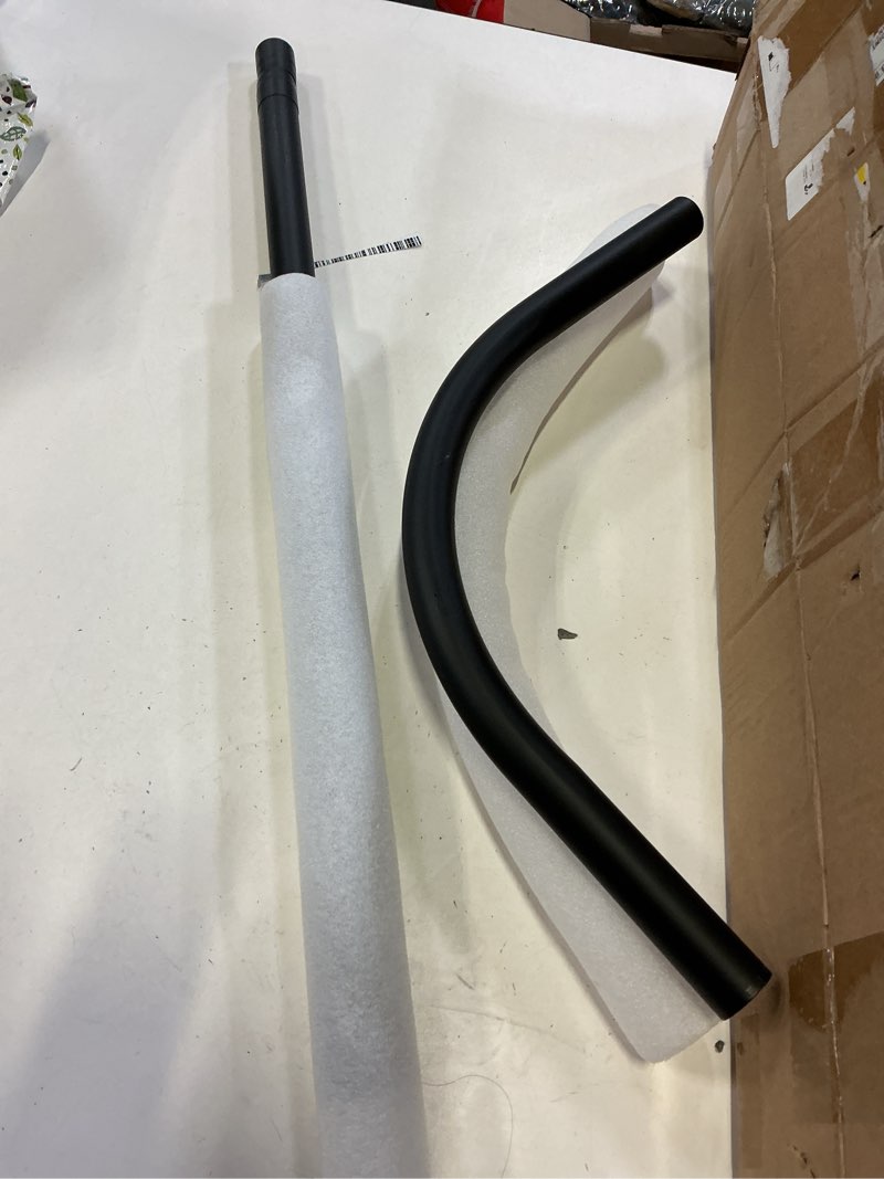 Condition photo showing Good Condition for unknown size ) misounda l-shaped shower curtain rod,telescopic corner divider curtain rod flexible for bathroom, bathtub, cloakroom, dressing room color black