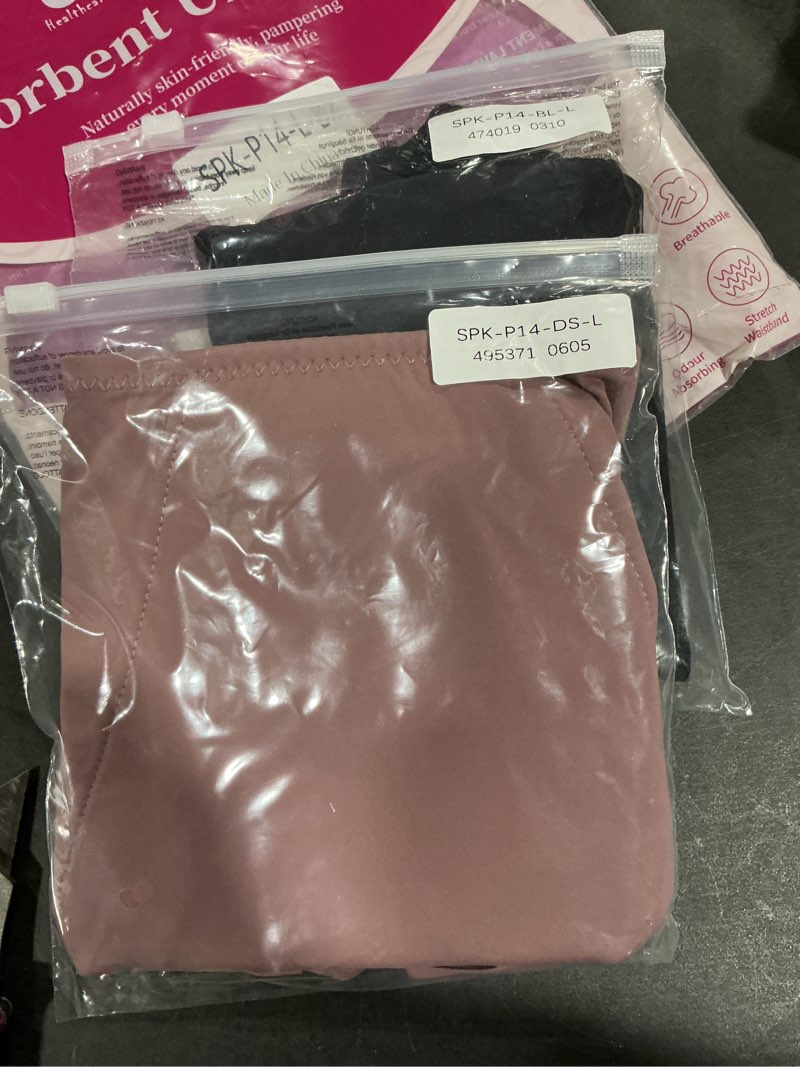 Condition photo showing New/Like New for Carer Incontinence Underwear for Women 150ml High Absorbent Leak Proof Underwear for Women Washable Women's Incontinence Panties for Incontinence Bladder Leak 2 Pack Black/Dusty Rose L