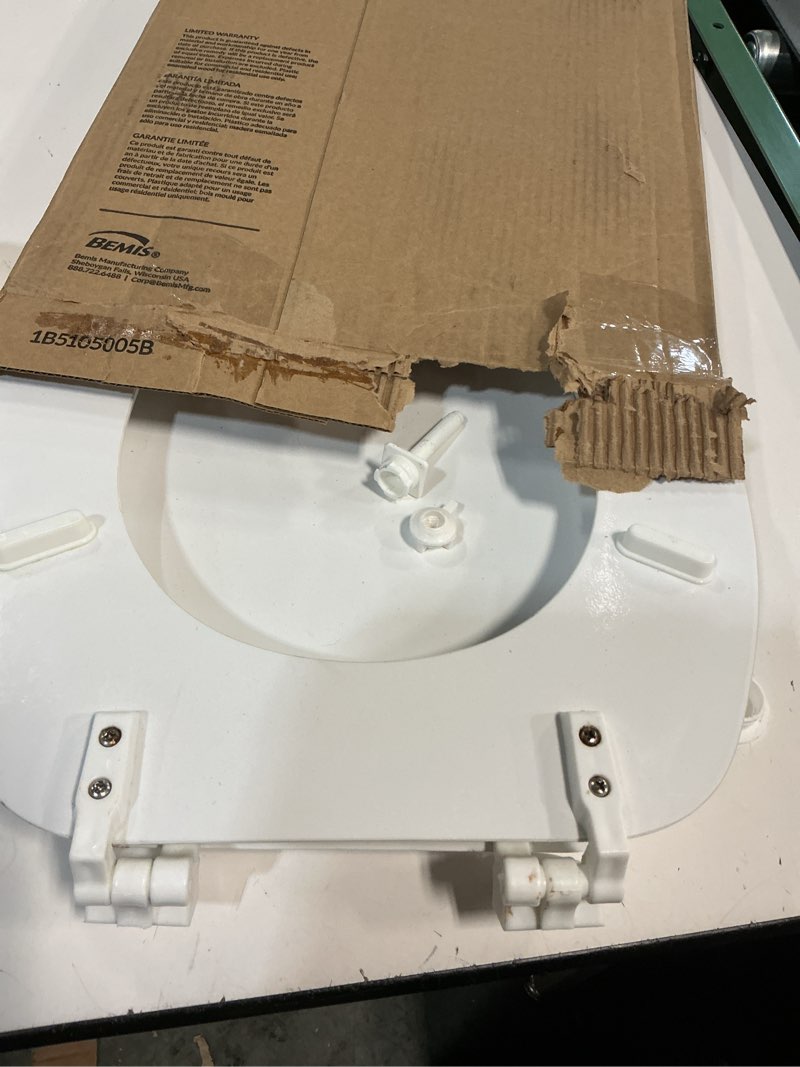 Condition photo showing As Is for Bemis 1500EC 390 Lift-Off Wood Elongated Toilet Seat, Cotton White (Pack of 1)