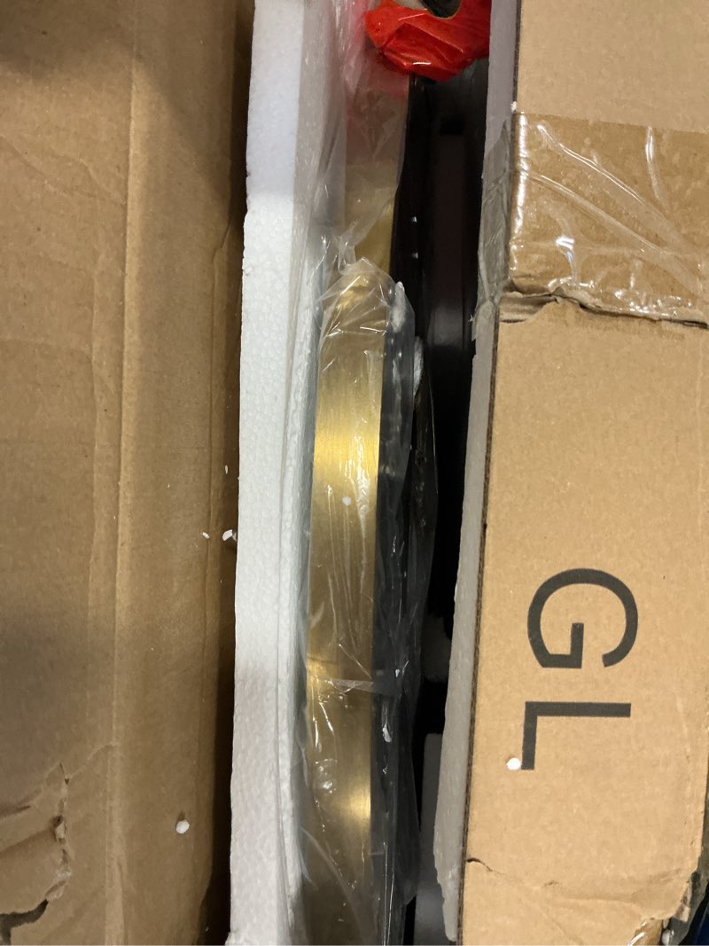 Condition photo showing New/Like New for ANDY STAR 26 Inch Round Mirror, Brass Bathroom Mirror, Gold Circle Mirror with Stainless Steel Frame for Bathroom, Vanity, Living Room, Entryway