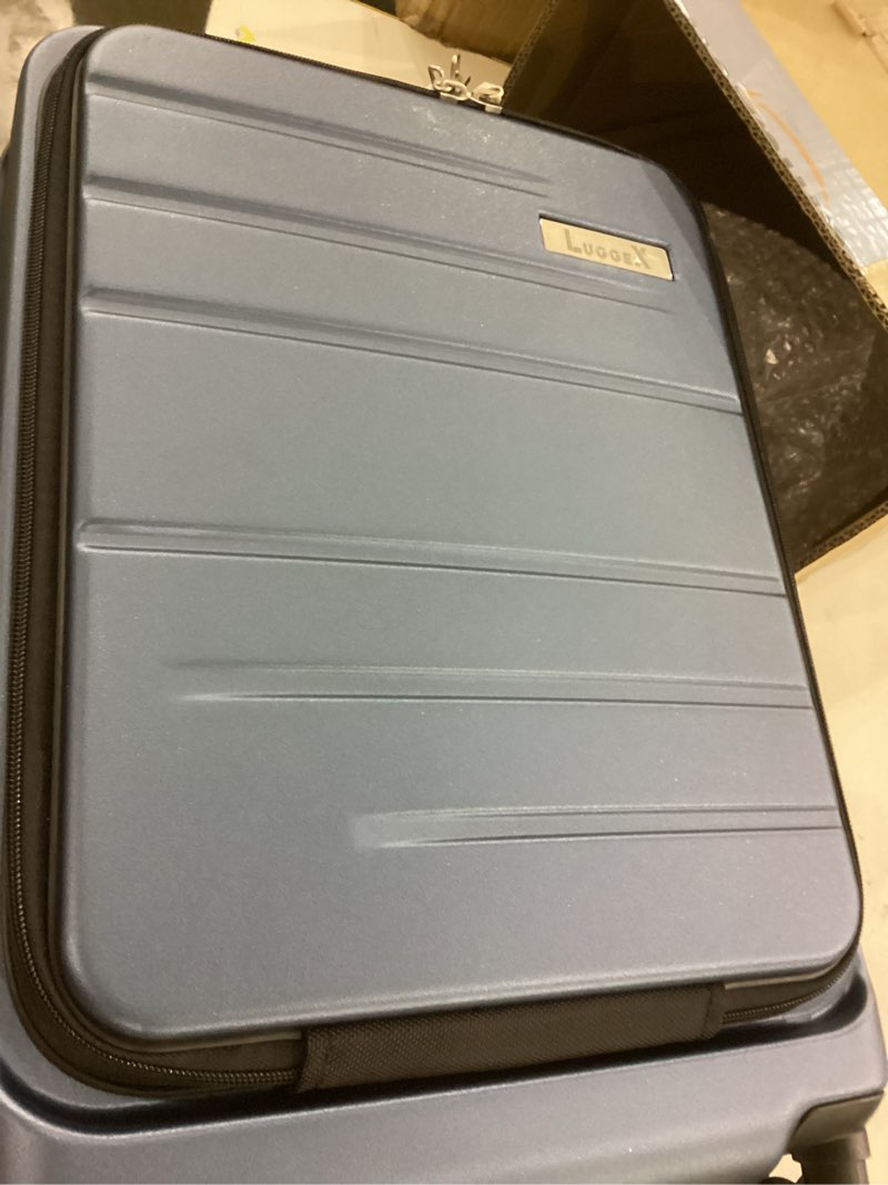 Condition photo showing Good Condition for LUGGEX Carry On Luggage 22x14x9 Airline Approved, Expandable Polycarbonate Suitcase with Front Pocket (Blue, 20 Inch, 35L) Blue 20 Inch-EXT