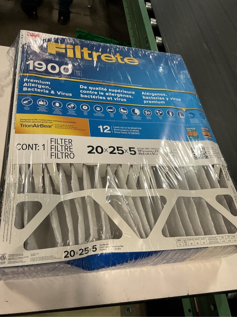 Condition photo showing New/Like New for 3m filtrete mpr 1900 5-inch allergen, bacteria and virus filter: 20x25x5