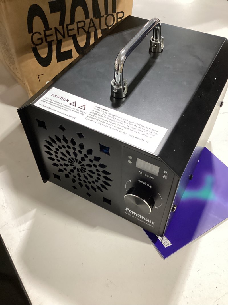 Condition photo showing Good Condition for powerscale ozone generator 90,000mg/h o3 intelligent control ozone odor eliminator commercial ozone machine odor removal, for home, car, pet room - high capacity ionizer ozone air purifier, black 1,000 sq.ft