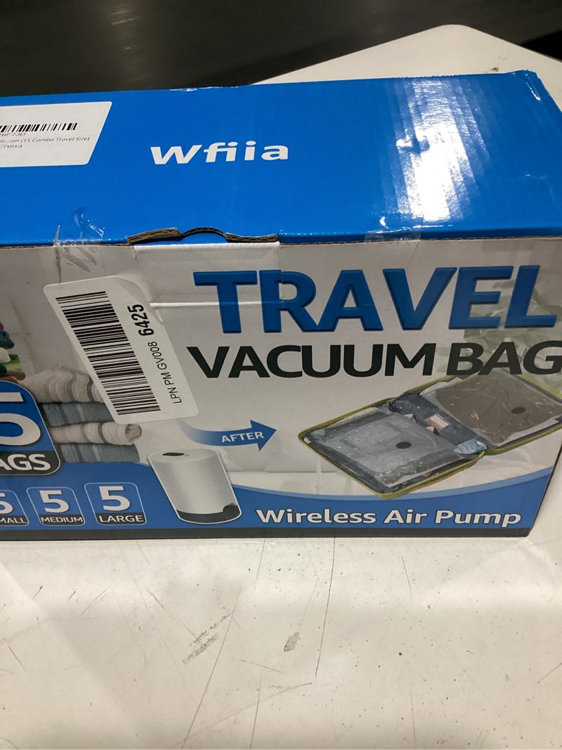 Condition photo showing New/Like New for 15 packs vacuum bags for travel with rechargeable pump, 3 sizes vacuum seal bags for clothing, compression vacuum travel bags for luggage, vacuum packing bags for closet organization