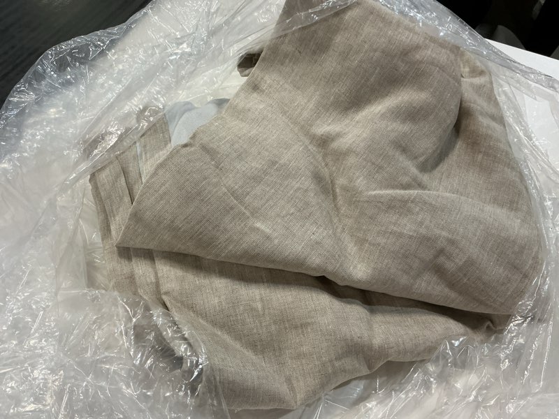 Condition photo showing As Is for european linen room darkening curtain, 48x120, flax ( 1 panel