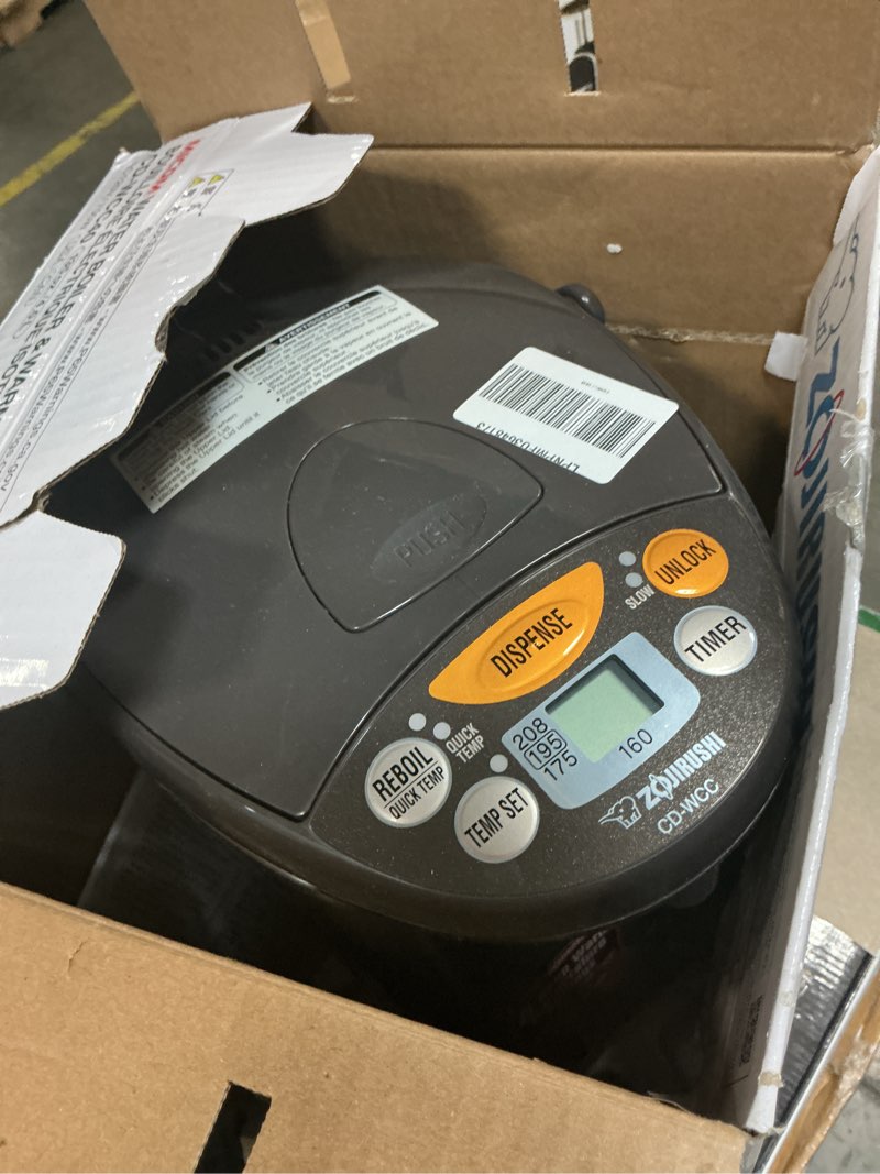 Condition photo showing As Is for Zojirushi Micom Water Boiler and Warmer (135 oz. / 4L, Silver) 4.2 Quarts Boiler