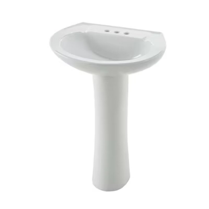 Project Source Alexa Vitreous china Traditional White Pedestal Sink Combo ( 18.125-in x 22.64-in x 33.6875-in