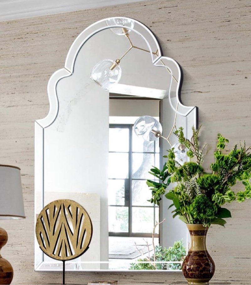 Autdot 39.4" x 27.6" Entry Way Mirrors for Wall, Scalloped Arched Wall Mirror Decorative with Bevele