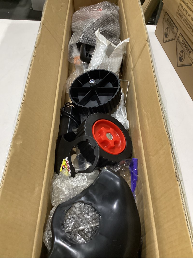 Condition photo showing New/Like New for electric weed wacker cordless, 21v lightweight stringless weed wacker, weed trimmer, 3-in-1 grass trimmer/brush cutter/edger, with wheels,2pcs batteries&4 types blades for thick weeds&yard garden black
