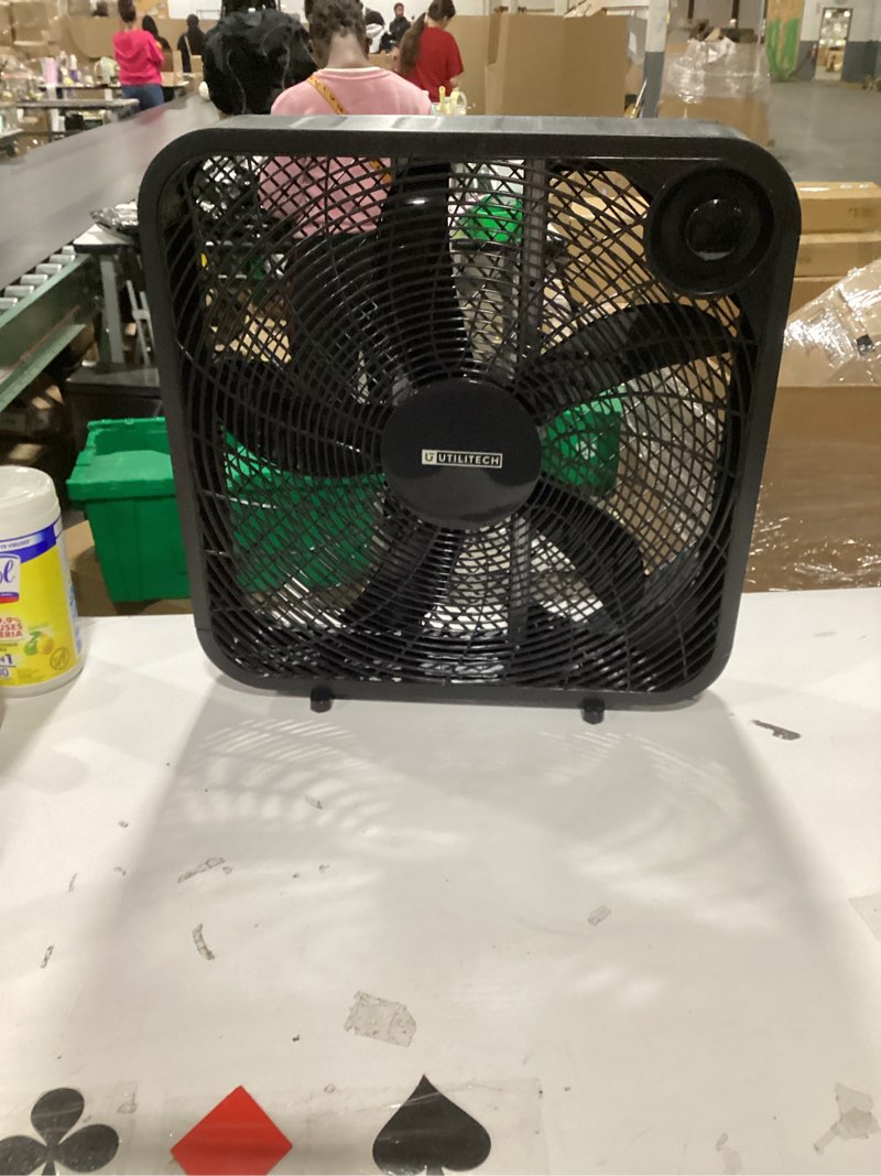 Condition photo showing Good Condition for 1k+ bought last week utilitech 20-in 120 -volt high velocity indoor black box fan fan