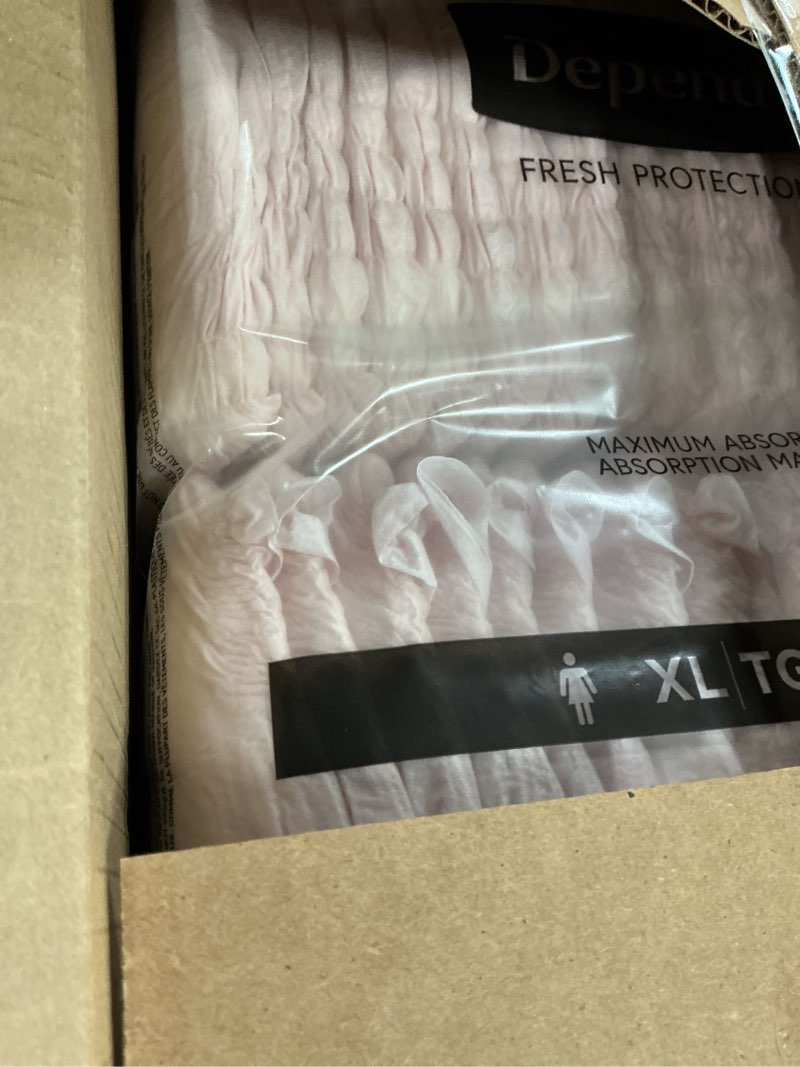 Condition photo showing New/Like New for depend fresh protection adult diapers, incontinence & postpartum bladder leak underwear for women, disposable, maximum, extra-large, blush, 68 count (2 packs of 34), packaging may vary