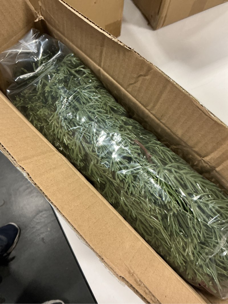 Condition photo showing New/Like New for Christmas Cedar Garland for Mantle, Realistic Greenery Garland, Thickness Artificial Pine Garlands for Christmas Mantel Table Outdoor Indoor Xmas Holiday Seasonal Decor(6FT Red Berries, Pine Cones) 6 FT