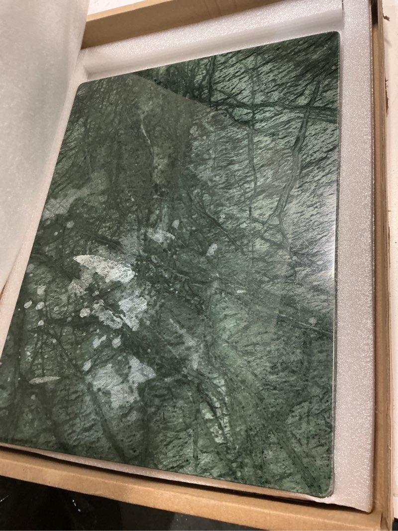 Condition photo showing Good Condition for marble cutting board for kitchen 12×16in – stone cutting board?marble pastry board for baking, cheese?charcuterie, granite cutting board for durable and elegant food preparation (green12×16in) green 16*12
