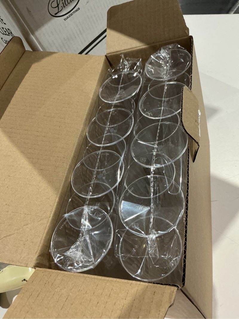 Condition photo showing Good Condition for lillian tablesettings 96 count premium champagne flutes 6 oz. clear hard plastic 1-piece disposable glasses, value box champagne flutes - 96 count