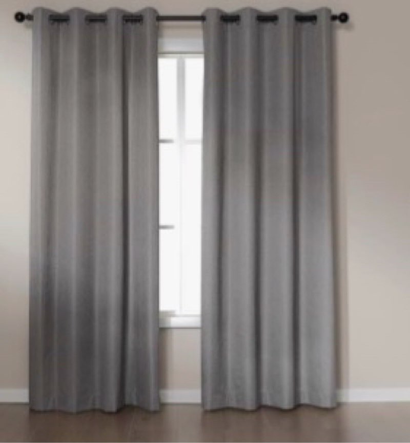 Condition photo showing New/Like New for Light grey blackout curtains (length unknow)
