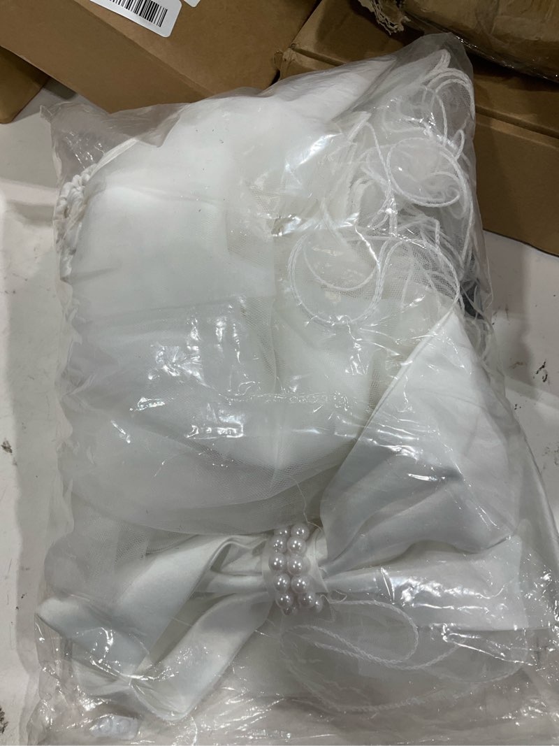 Condition photo showing New/Like New for nssmwttc flower girl dress wedding baby birthday party frocks christmas event baptism prom tutu backless dresses (white,90)