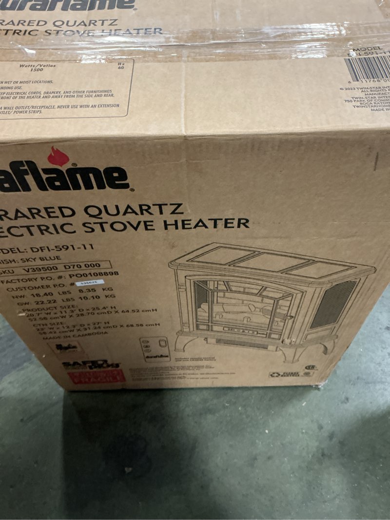 Condition photo showing New/Like New for duraflame Infrared Quartz Electric Stove Heater - DFI-591-11 - Sky Blue