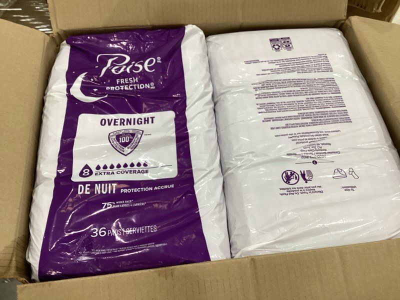 Condition photo showing Good Condition for poise overnight incontinence & postpartum pads for bladder leaks, 8 drop extra coverage, 36 count long 36