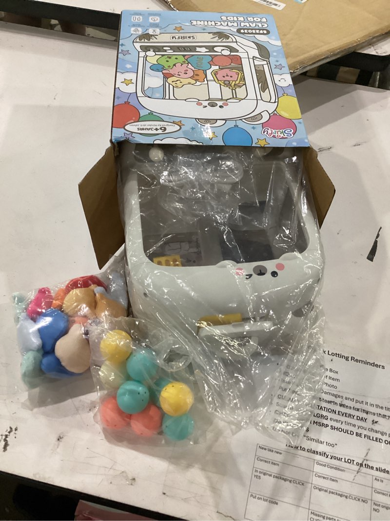 Condition photo showing Good Condition for skirfy mini claws machines for kids,vending machines toys for boys girls 6 7 8 9 year old,arcades games toys bear with led light & adjustable sound,birthday party for 6-12 year old boys girls white