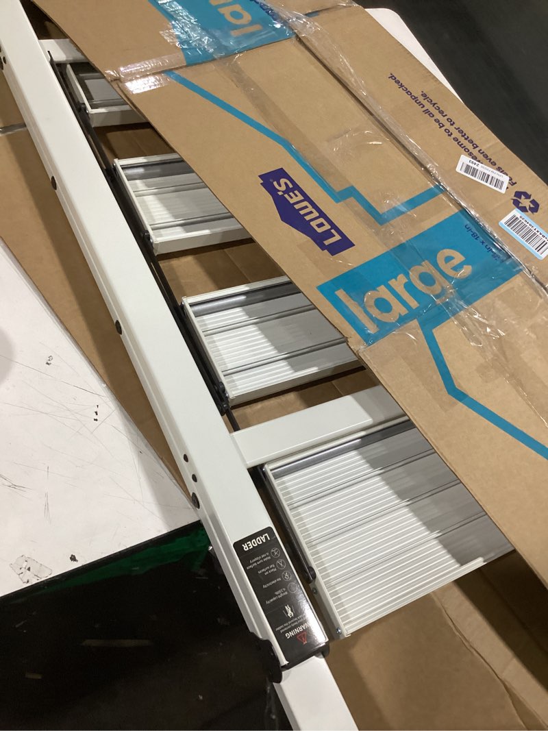 Condition photo showing Good Condition for similar to woa woa 4 step ladder, ladders for home, anti-slip aluminum pedals, step stool foldable, lightweight to move, ease of storage, reach 9ft for closet kitchen library, hold 300lbs - white 4 step white