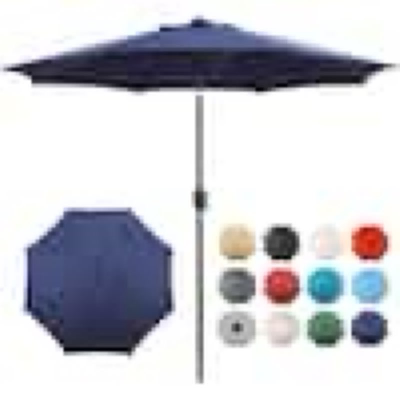 sun ray 9 ft. round 8-rib steel market umbrella in navy