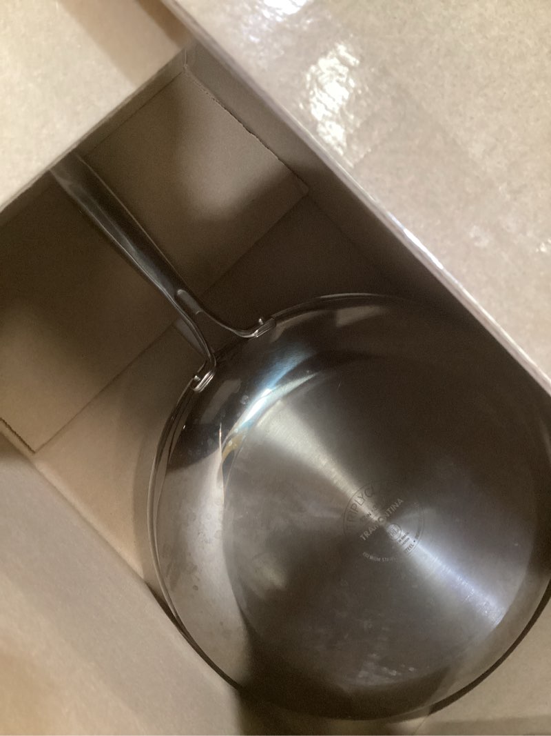 Condition photo showing As Is for Tramontina Signature Tri-Ply Clad Stainless Steel 12-Inch Large Frying Pan, Induction-Ready Skillet, Dishwasher-Safe, NSF-Certified, Made in Brazil FRY PAN 12-Inch