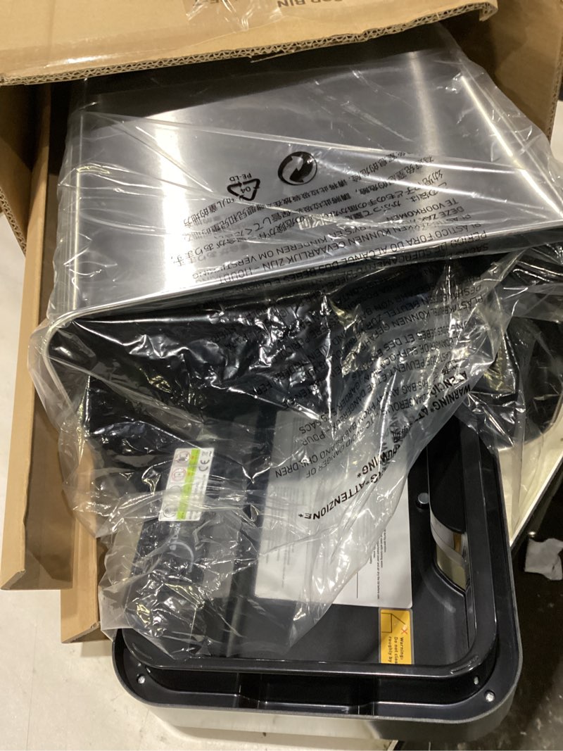 Condition photo showing Good Condition for eko mirage-t 50 liter / 13.2 gallon touchless rectangular motion sensor trash can, brushed stainless steel finish