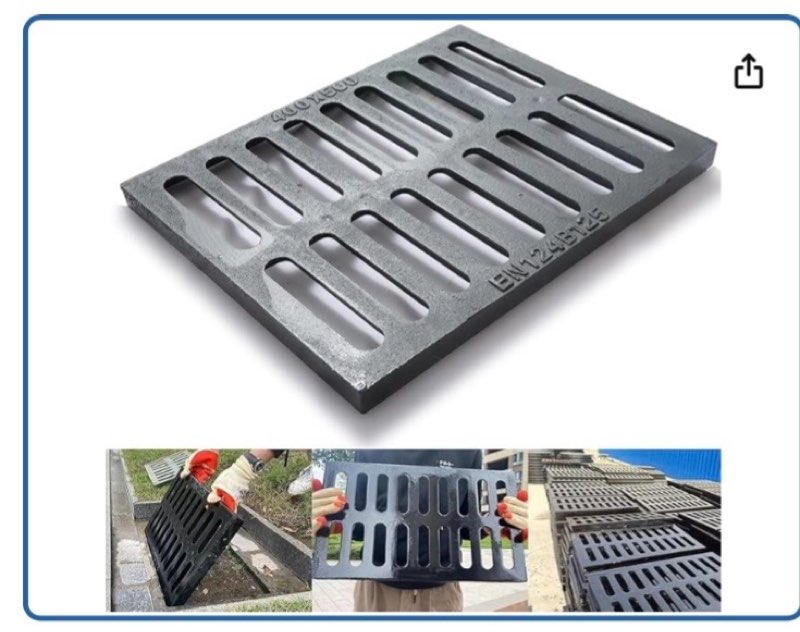 Cast Iron Drain Grate, 16 * 20in Heavy Duty Outdoor Drain Cover, B125 Class Channel Grate, Metal Sewer Grate, Black Square Drainage Grate for Concrete Floor, Yard, Driveway & Garage.