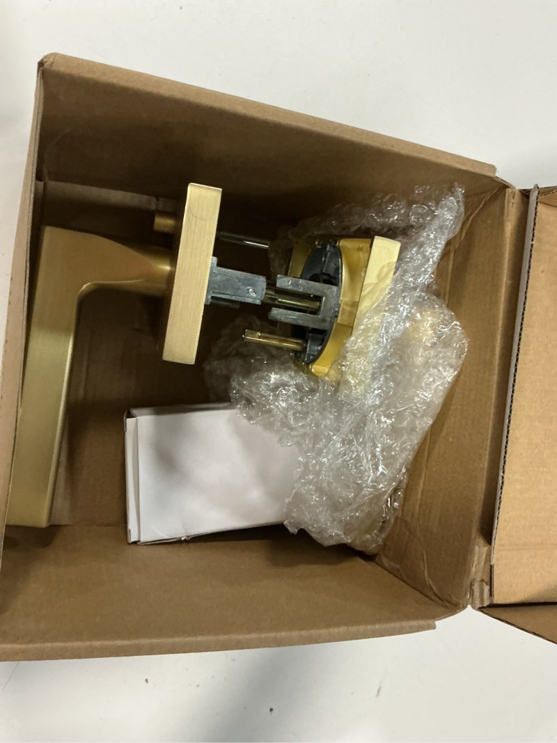 Condition photo showing Good Condition for Mega Handles Glamor Privacy, Lever & Lock Door Handle Set for Hallway, Closet and Bathroom, Keyless Lock, Heavy Duty Door Levers, Fits All Standard Door Sizes, Screws Included - Satin Brass (1 Pack)