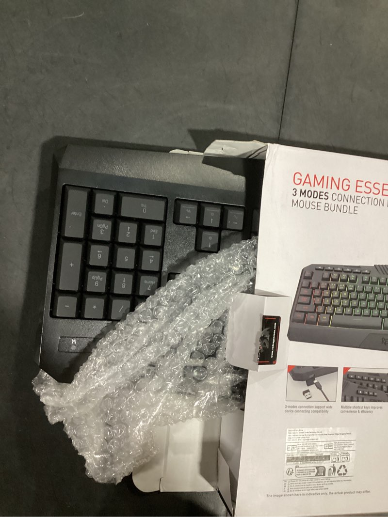 Condition photo showing Good Condition for redragon s101m-ks gaming keyboard and mouse wireless with tri-mode, rgb keyboard and 4800 dpi gaming mouse, 10 independent multimedia keys for wins, pc, computer, wireless s101 ideal for gamer wireless black-new